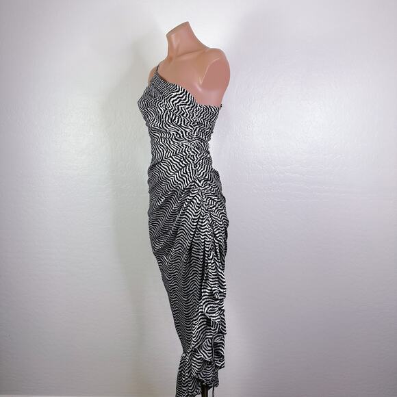 Cinq A Sept Christel 100% Silk Ruffled One Shoulder Midi Dress Striped sz 0 NWT - Picture 5 of 12